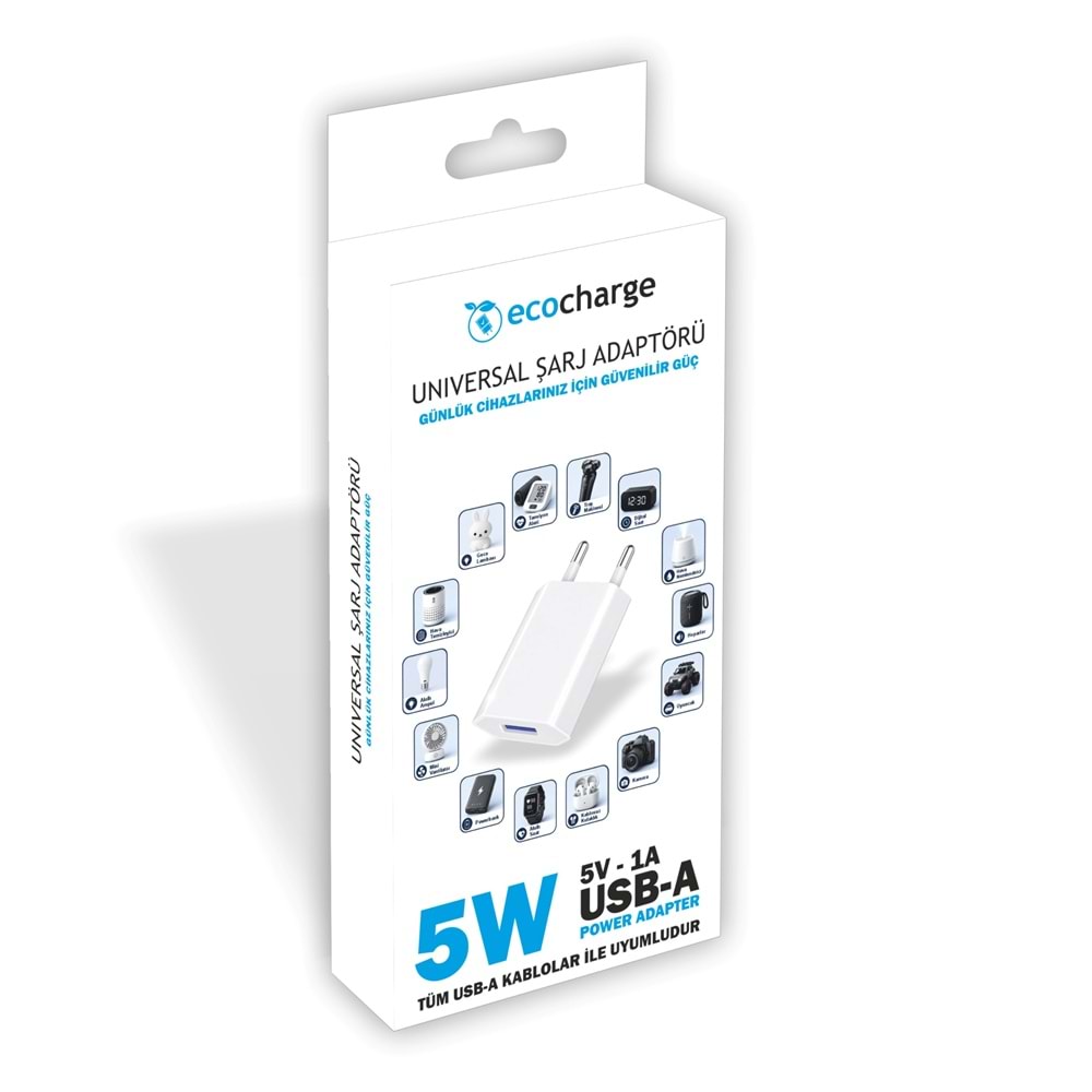 (ECO-01) 5W USB ŞARJ GÜNLÜK CİHAZLAR İÇİN