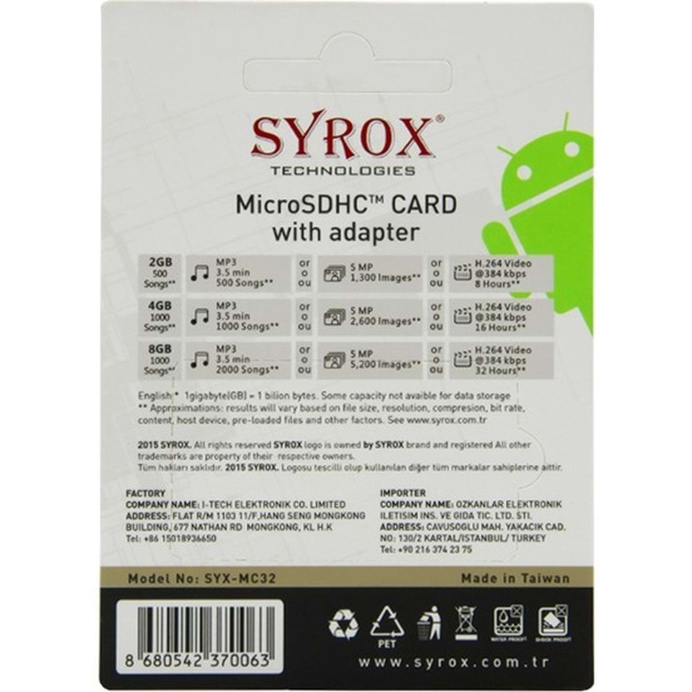32 GB MİCRO SD(CLASS 10)