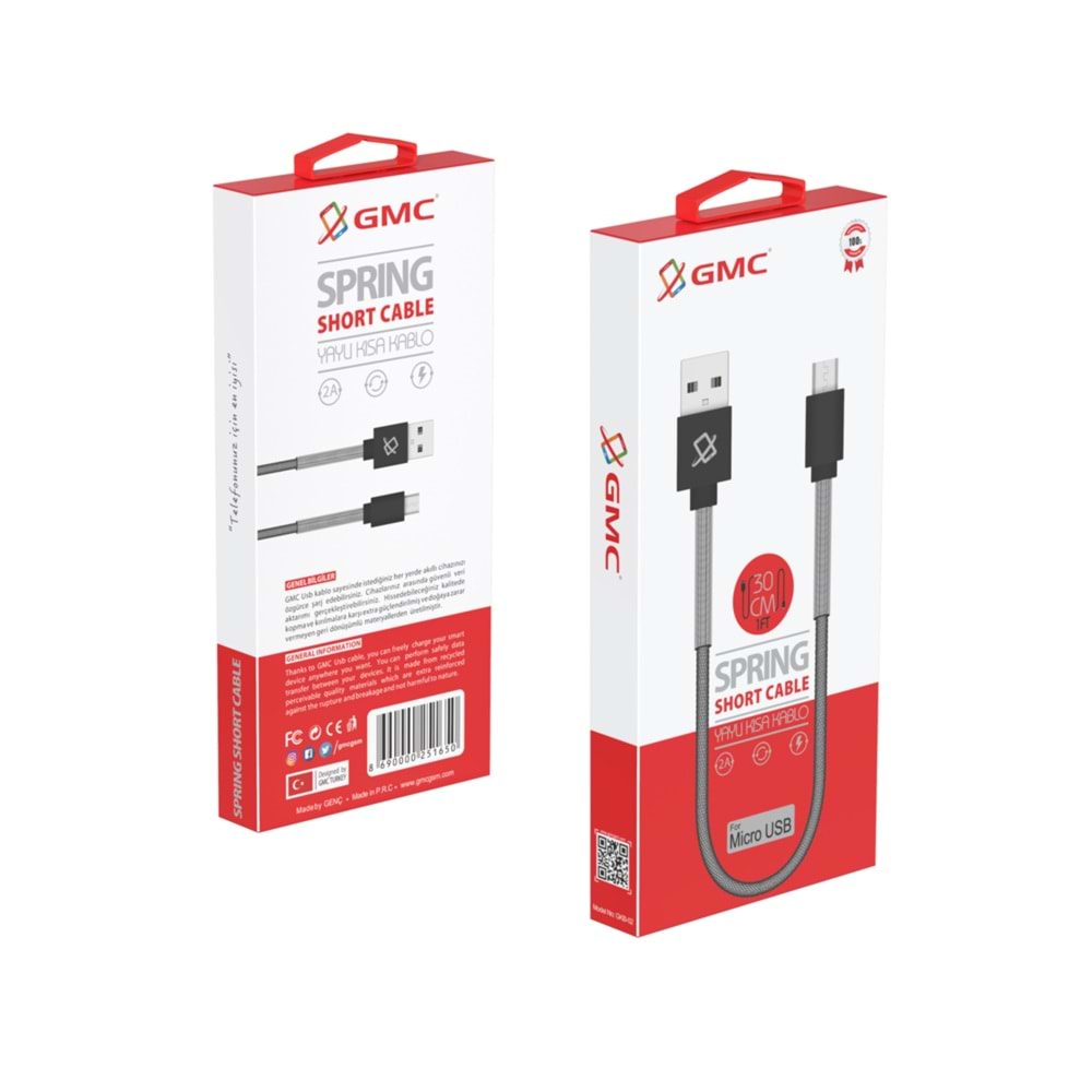 (GKB-02) MİCRO UÇ USB KABLO YAYLI KISA