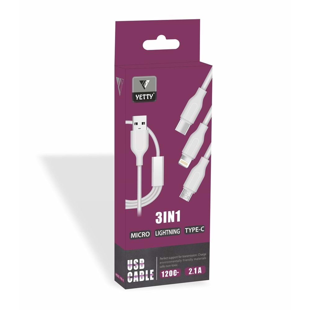 (YKB-10) 3İN1 USB KABLO BEYAZ