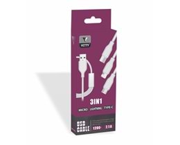 (YKB-10) 3İN1 USB KABLO BEYAZ