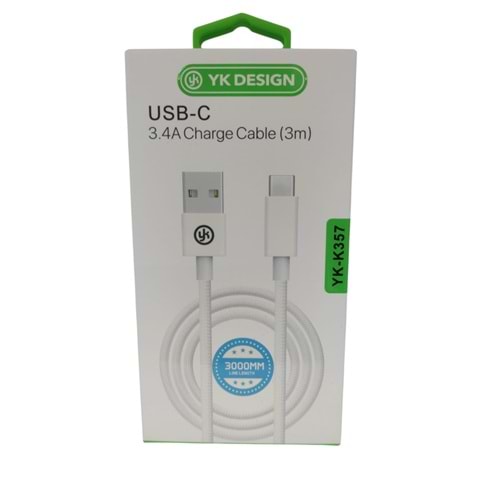 (YK-K357) TYPE-C USB KABLO 3 METRE