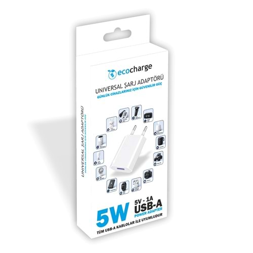 (ECO-01) 5W USB ŞARJ GÜNLÜK CİHAZLAR İÇİN