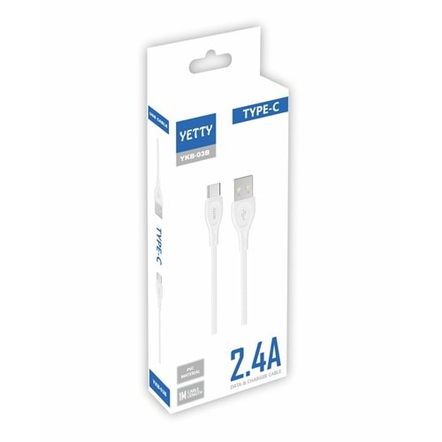 (YKB-03) TYPE-C USB KABLO BEYAZ-10LU
