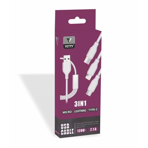 (YKB-10) 3İN1 USB KABLO BEYAZ