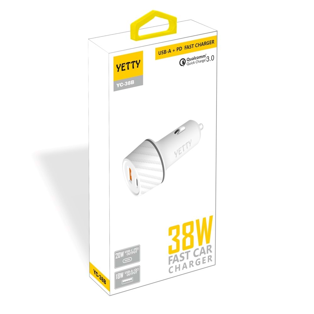38W USB+PD OTO ŞARJ YETTY (YC-38B)