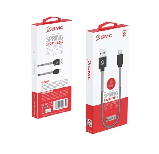 (GKB-02) MİCRO UÇ USB KABLO YAYLI KISA